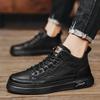 Spring new men's British leather board shoes trendy youth student casual shoes medium and high top sports men's shoes