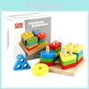 Wooden Geometry Blocks Set For Kids With Paint And Learning Puzzle Features