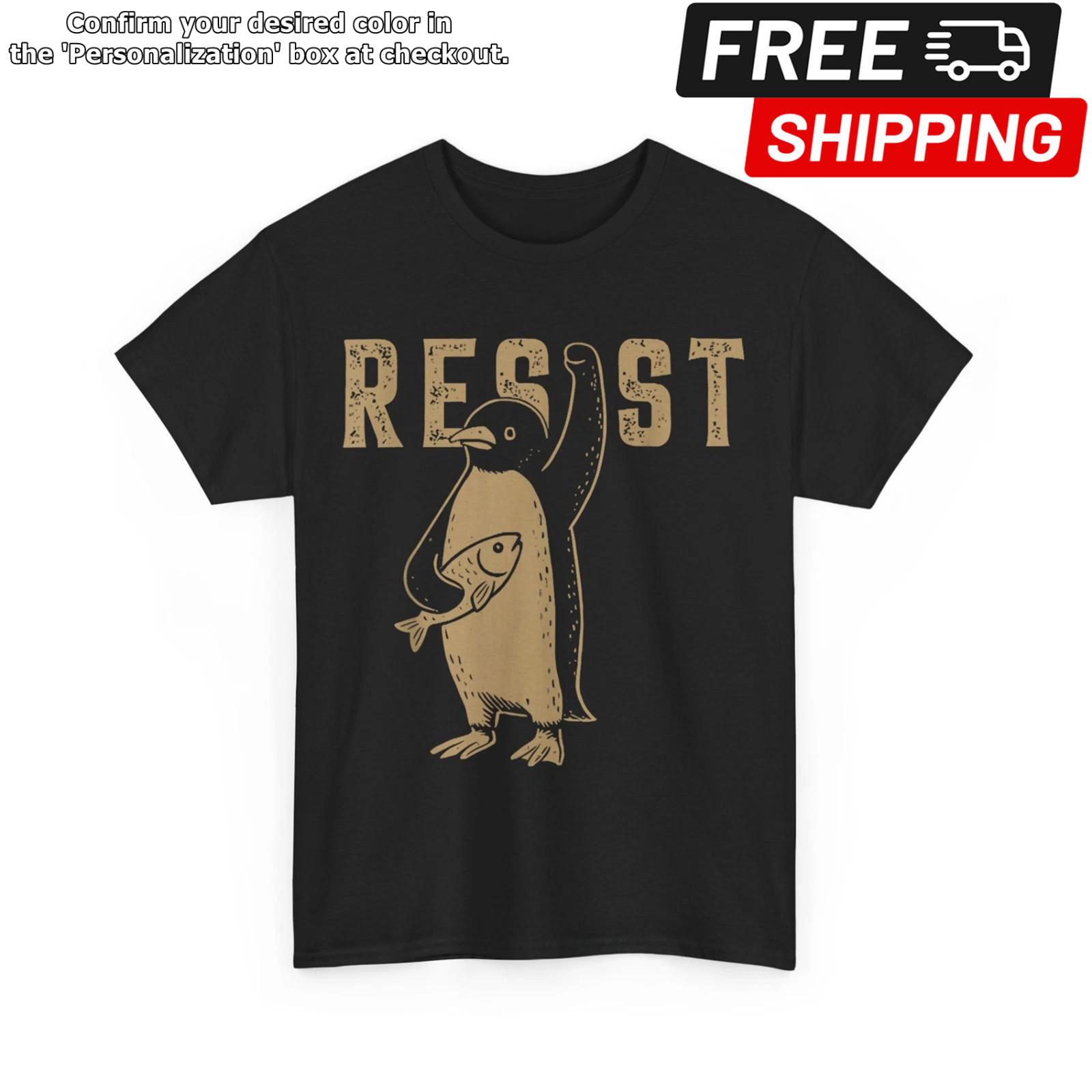 Penguin Resist T-shirt, Penguin Against Tariffs Women Men Vintage Shirt XXL