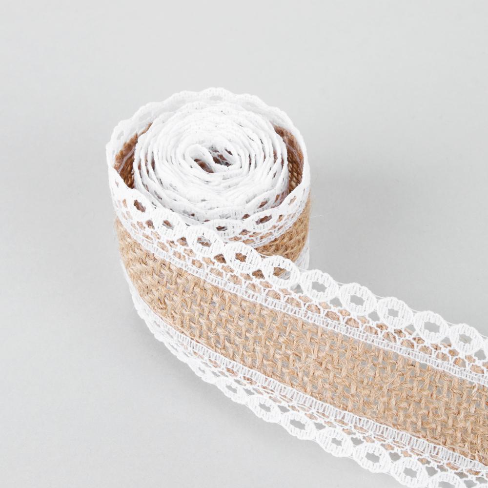 1m/roll Natural Wedding Rustic Vintage Lace Edge Sisal Trim Hessian Ribbon Jute Burlap