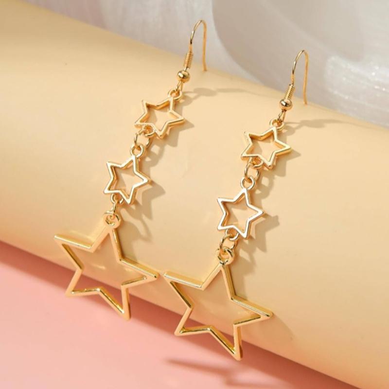 Able and Minimalist Design Hollow Star Pendant Earrings, Women's Personalized Daily Party Jewelry Gifts
