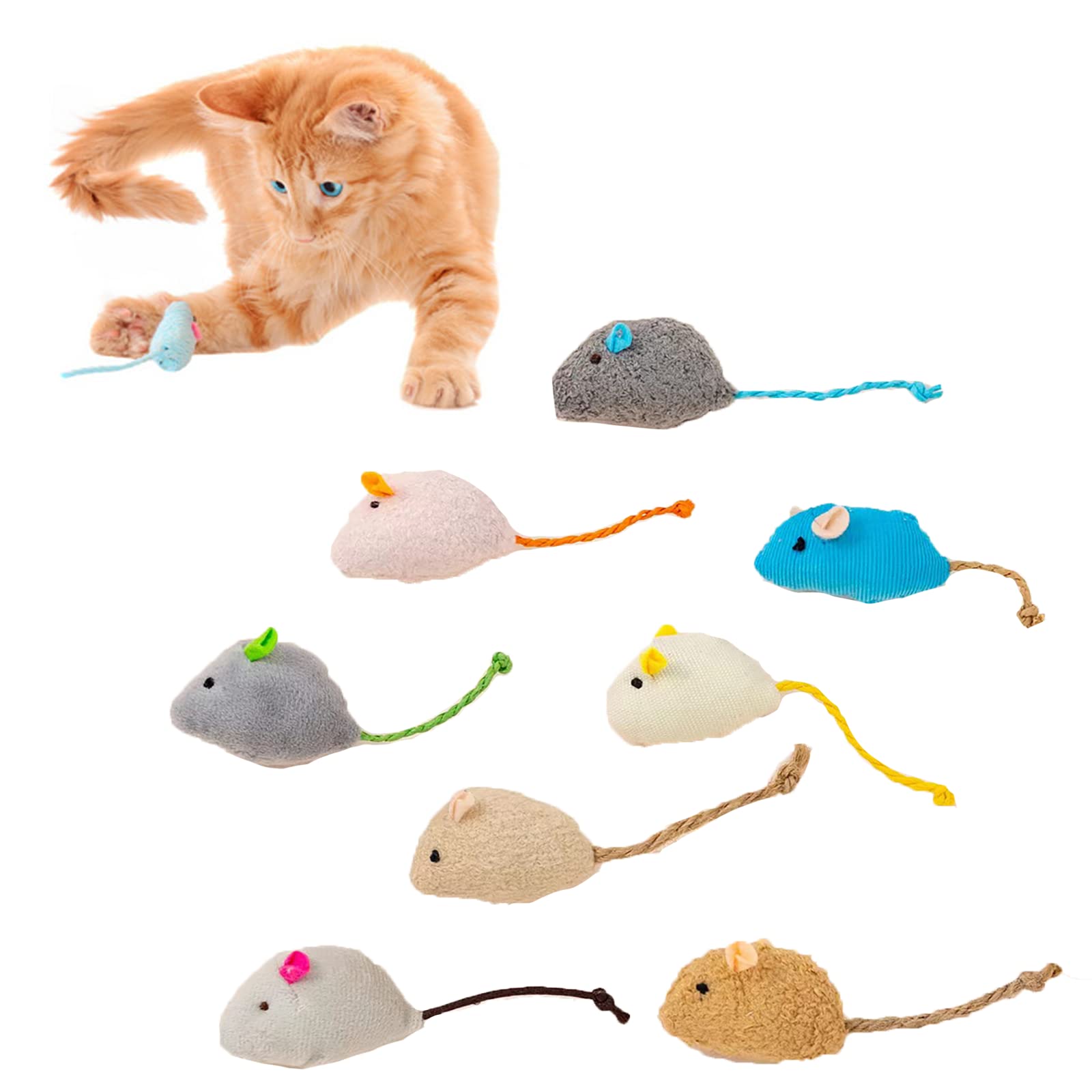 

Rouly Cat Toys, Mouse, for Solo Play, Prevents Loneliness, and Helps Brush Teeth and Relieves Lack of Exercise (8 Pieces)