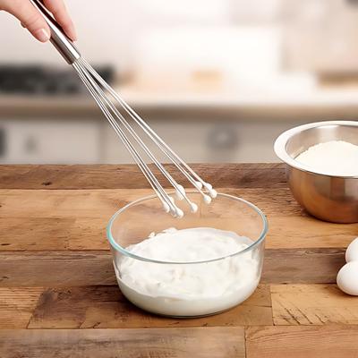 Stainless Steel Egg Beater Whisk Balls Handheld Mixer with Steel for Cream Froth Batter Rust-Resistant Ergonomic