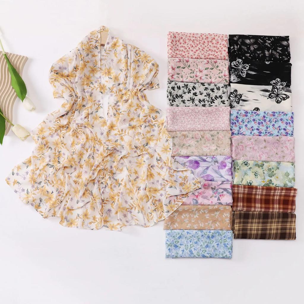 New Print Floral Chiffon Hiajb Printed Hijab Scarf Headscarf Veil Oil Painting Style Muslim Fashion Hijabs for Women Turban