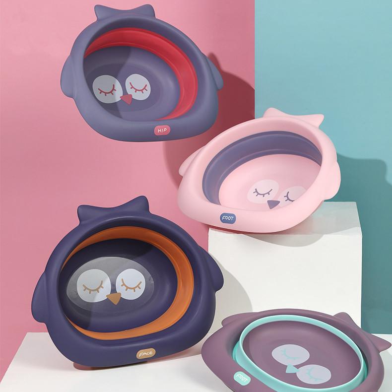 Składana miska do mycia Noworodkowa dziecięca miska do mycia odbytu Kreskówkowa urocza miska do mycia twarzy i stóp dla niemowląt Przenośna miska podróżna