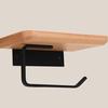 Heavy Duty and Premium Toilet Paper Holder with Shelf Black,Wooden Wall Mount Tissue Paper Roll Holder with Screw - Bathroom Accessories
