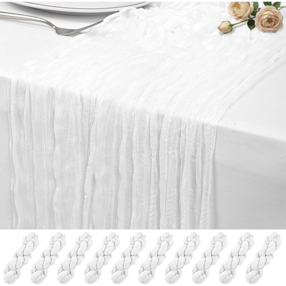 90*180CM Green Cheesecloth Table Long Runner Bohemian Gauze Tablecloth for Wedding Party Banquet Baby Bride Shower Home Decorati