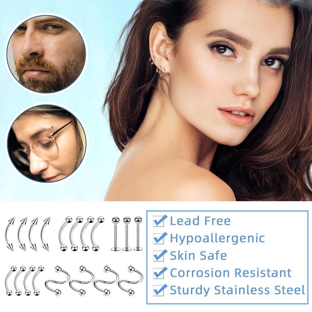 Bestselling Piercing Tool Set: 103pcs & 153pcs Lip Studs, Eyebrow & Ear Studs, Navel Rings, Full Body Piercing Kit
