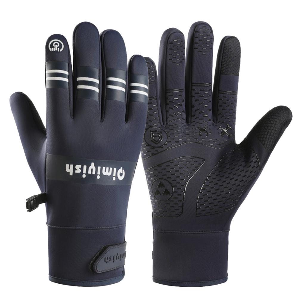 Men's and Women's Windproof Cycling Gloves: Water-Repellent, Non-Slip, Touchscreen, Fleece-Lined for Winter Warmth.