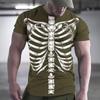 Summer Lnteresting Skeleton Picture T Shirts for Men Casual 3D Print Tees Hip Hop Personality Round NecCk Short Sleeve Tops