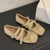 French retro design square head cross buckle Mary Jane shoes women's 2025 summer new versatile ballet shoes