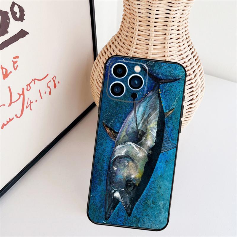 Blauflossen-Thunfisch Hülle Für iPhone 11 12 13 14 16 15 Pro Max Mini X XS Max XR Plus Cover Coque