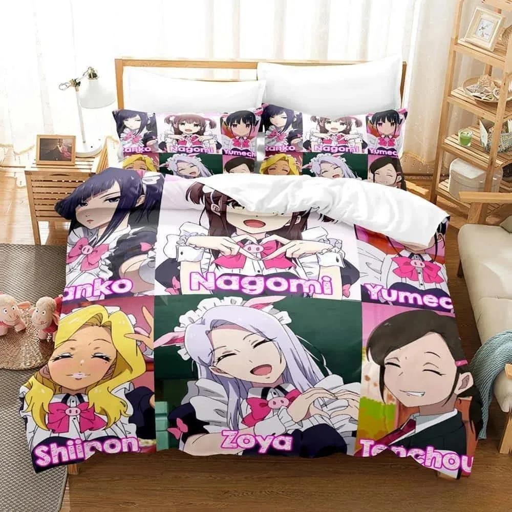 3D Anime Akiba Maid War Bedding Collection Single Twin Full Queen King Size Bed Collection Adult Kid Bedroom Duvet Cover Collections Home Textiles