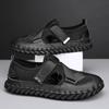 Summer Leather Men's Sandals Handmade Beach Shoes Soft Rubber Mesh Shoes Comfotable Hollow Out Flats Magic Glue Sneakers Sandaly