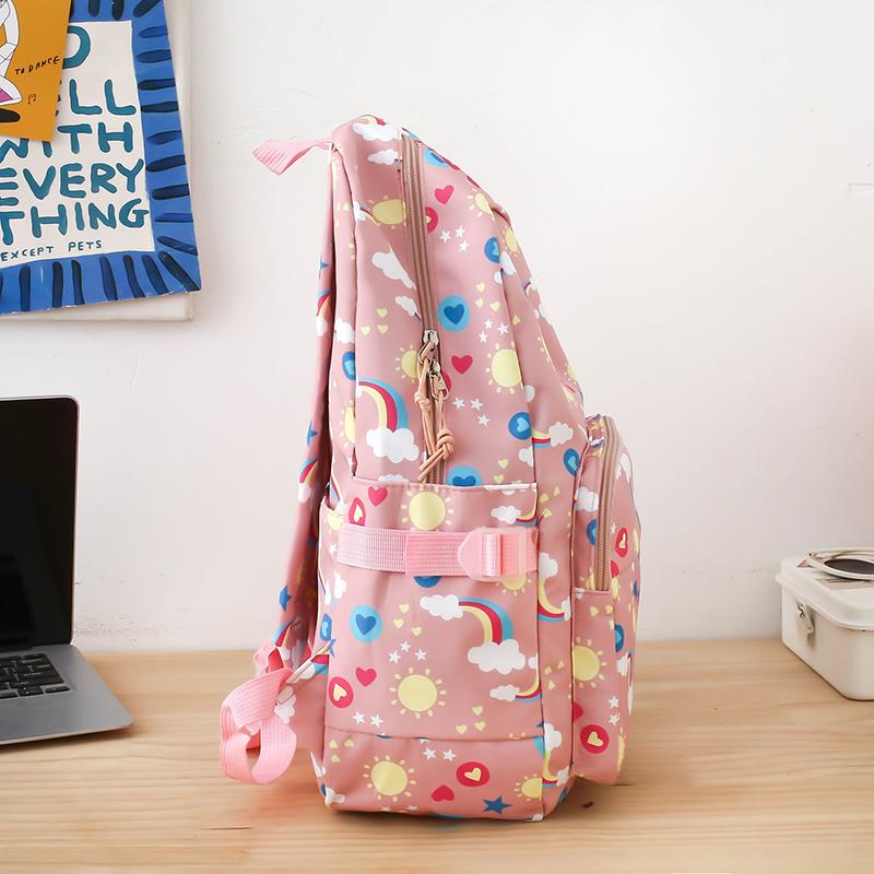 Women's Backpack Three-Piece Set Rainbow Print Student Schoolbag Large Capacity Backpack