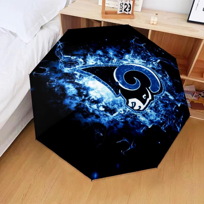 1PC Rams Team Spirit Printed Umbrella Folding umbrella, automatic umbrella 8-Frame for Travel, camping Fan gifts Christmas Gifts
