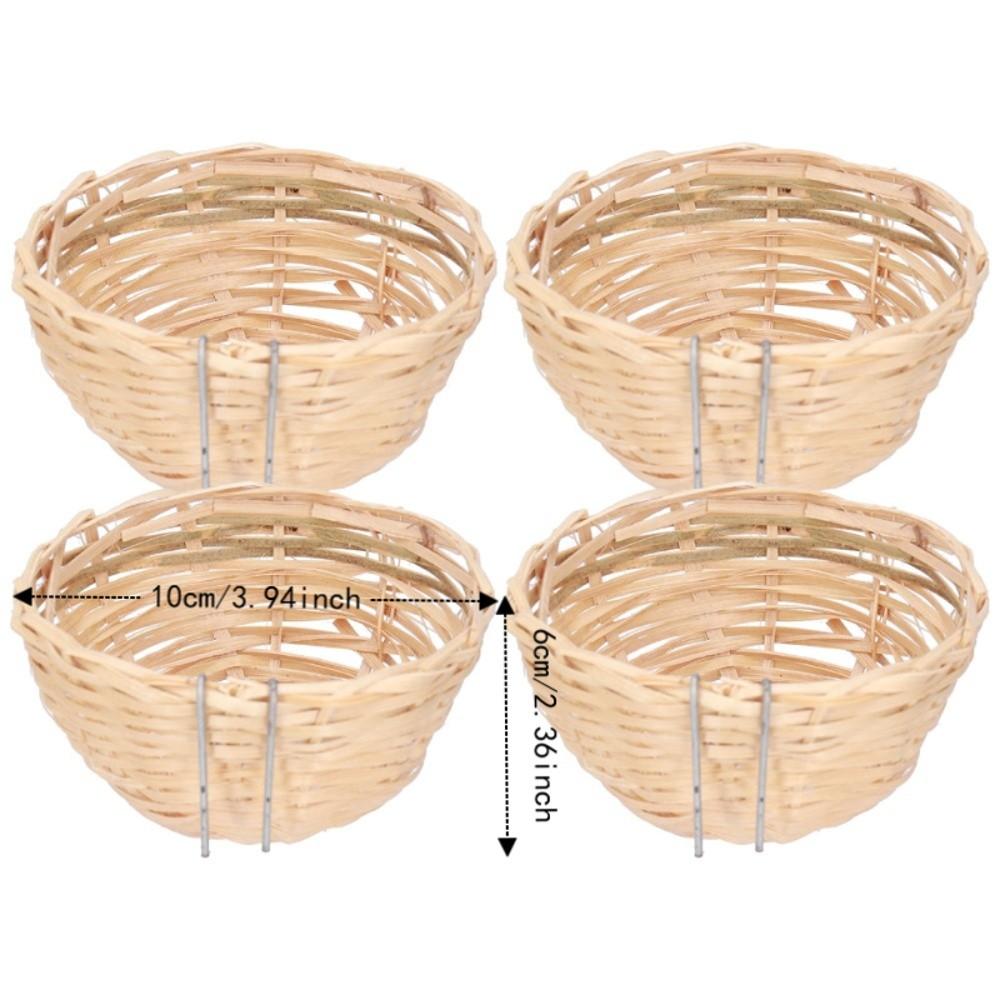4Pcs Hook Design Bamboo Bird Nest Hand Woven Weaving Bird House Bird Nest With Hook  Cockatiels
