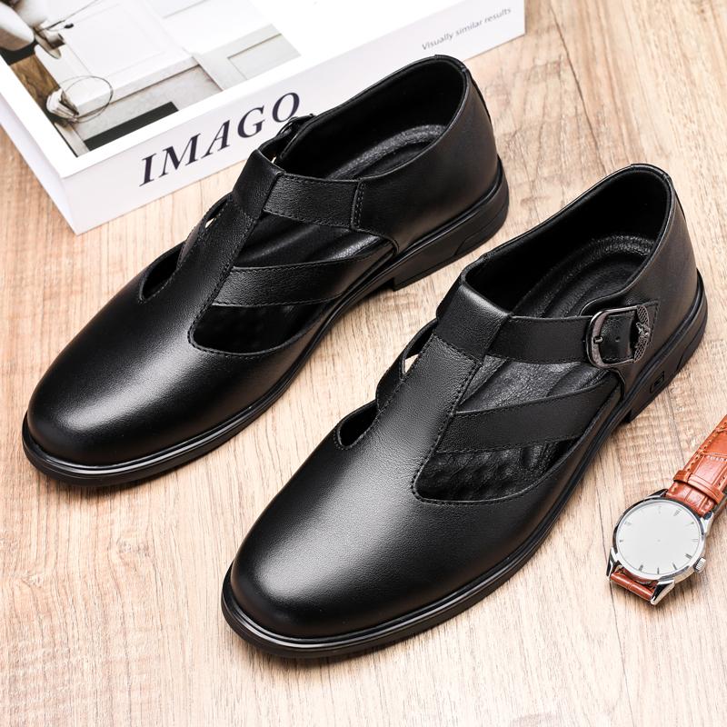 2025 Summer New Men's Sandals Hollow Breathable High Quality Men's Leather Casual Shoes Versatile Men's Loafers for Daily Use