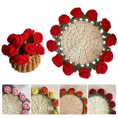 Häkel-Untersetzer Kreative Häkel-Runduntersetzer Wiederverwendbar Blumig Kaffee-Geschenkunterlage Häkel-Hochzeit T9Y0