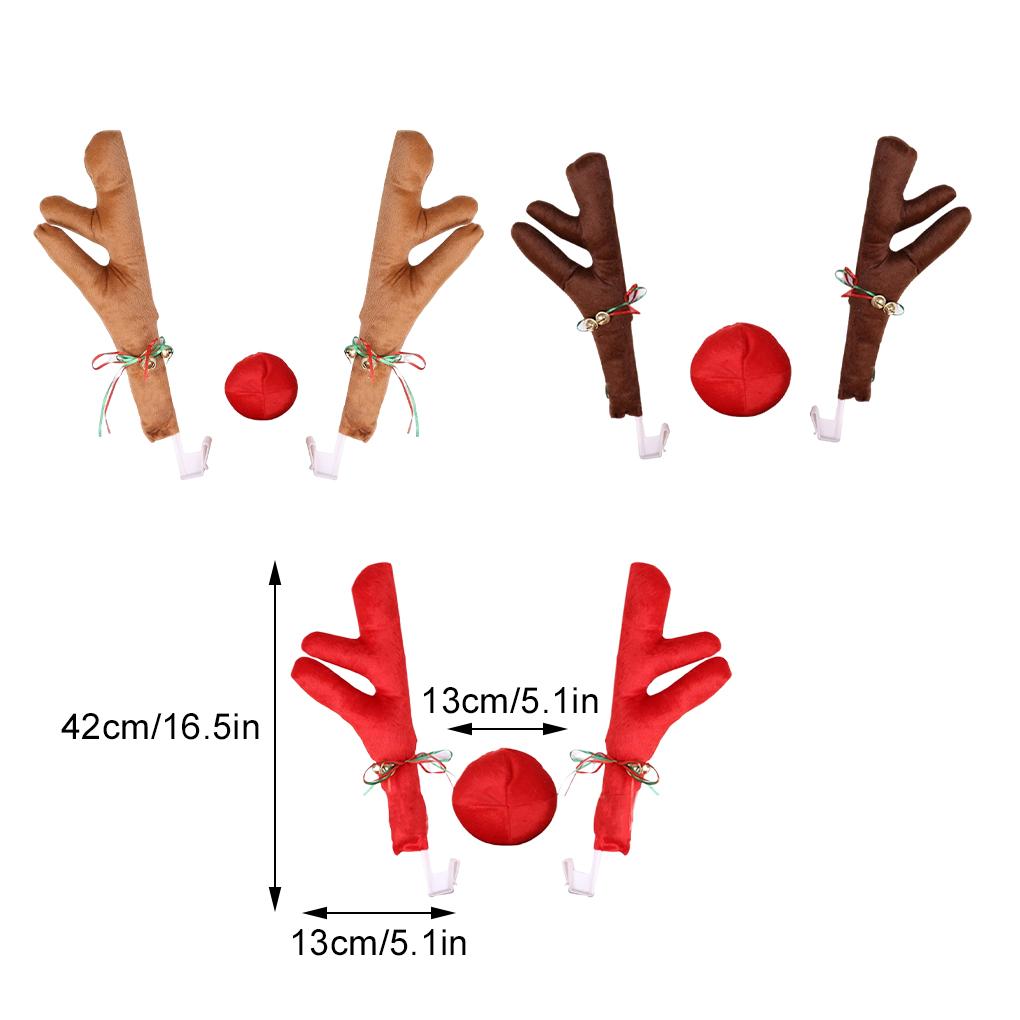 Rudolf Reindeer Antlers Car Horn Set For Christmas Decor Reindeer Antlers With Bell Shaped Ball Cart