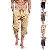 Herren Sieben-Viertel-Hose Elastischer Bund Kordelzug Tasche Lässig Strand Yoga Capri-Hose Leicht Bequem