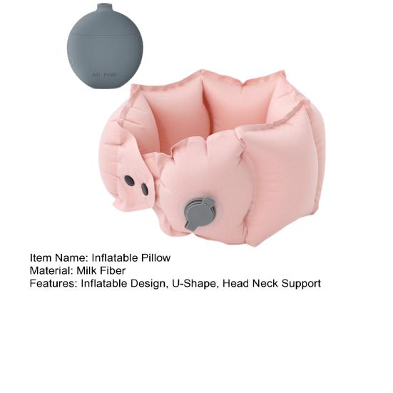 Inflatable U-Shape Neck Pillow Portable Press To Inflate Ergonomic Head Neck Support Ultralight Car Airplane Train Outdoor Travel Cervical Cushion