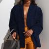 Women New Single Breasted Casual Office Lady Solid Color Collar Jacket Long Sleeve Brown Coat Loose Top