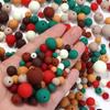 20-100pcs Acrylic Rubber Beads 6/8/10/12/14/16mm Christmas Color Round Loose Beads For Jewelry Making DIY Bracelets Necklace
