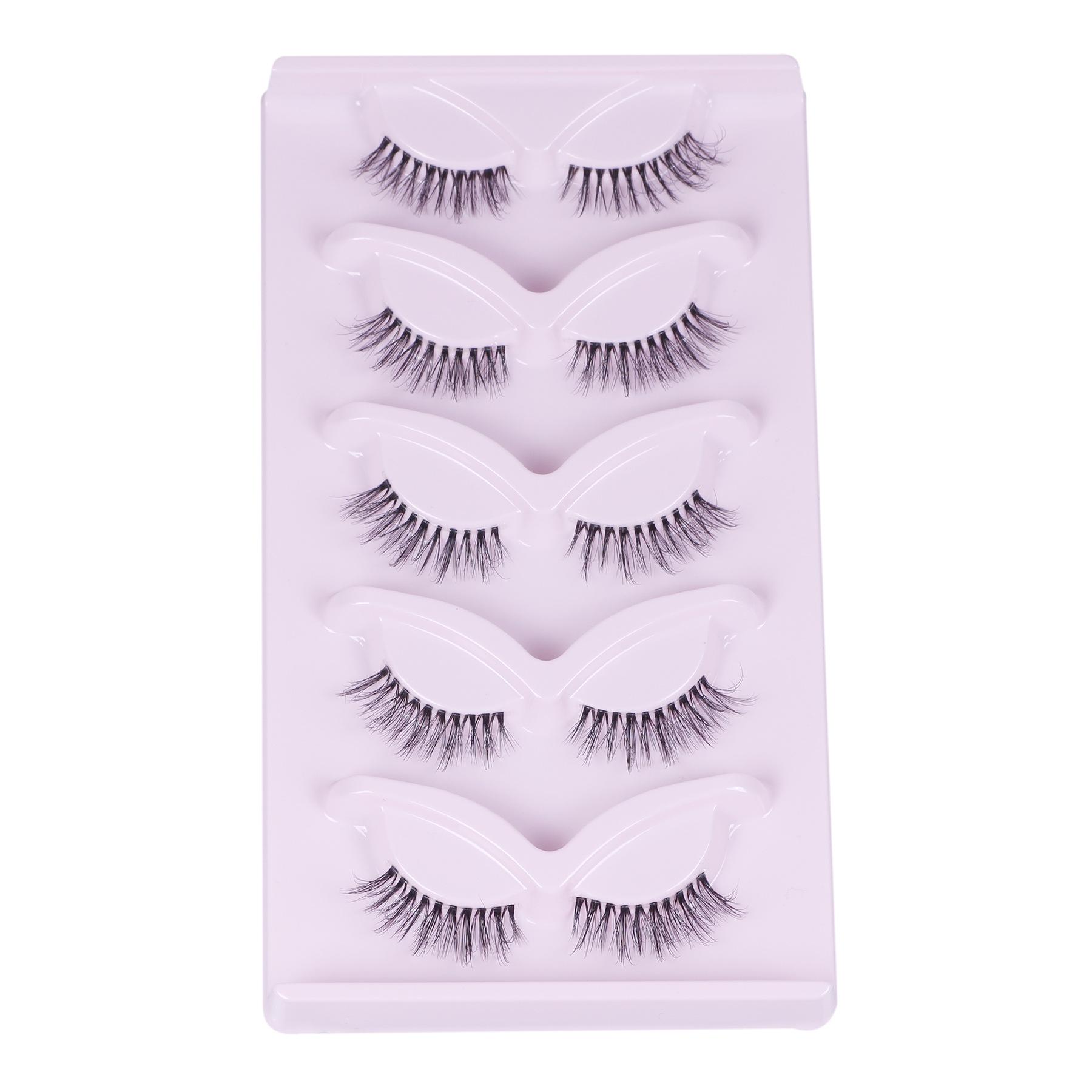 European Half Lash Set: Five Pairs of Dense, Curly, Clear-Stem Half Eye False Eyelashes