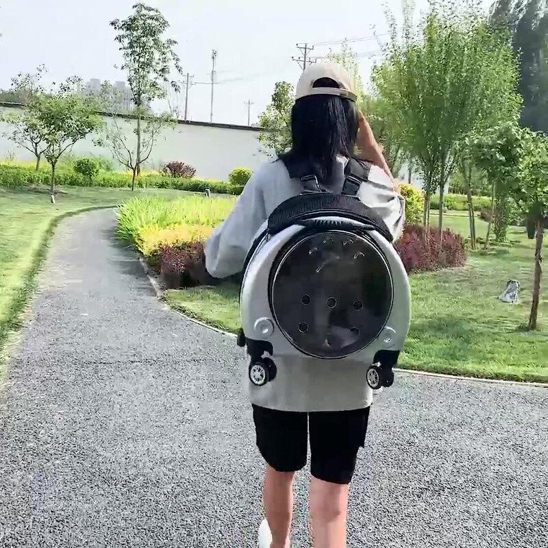 Transparent Space Capsule Pet Carrier Backpack with Wheels