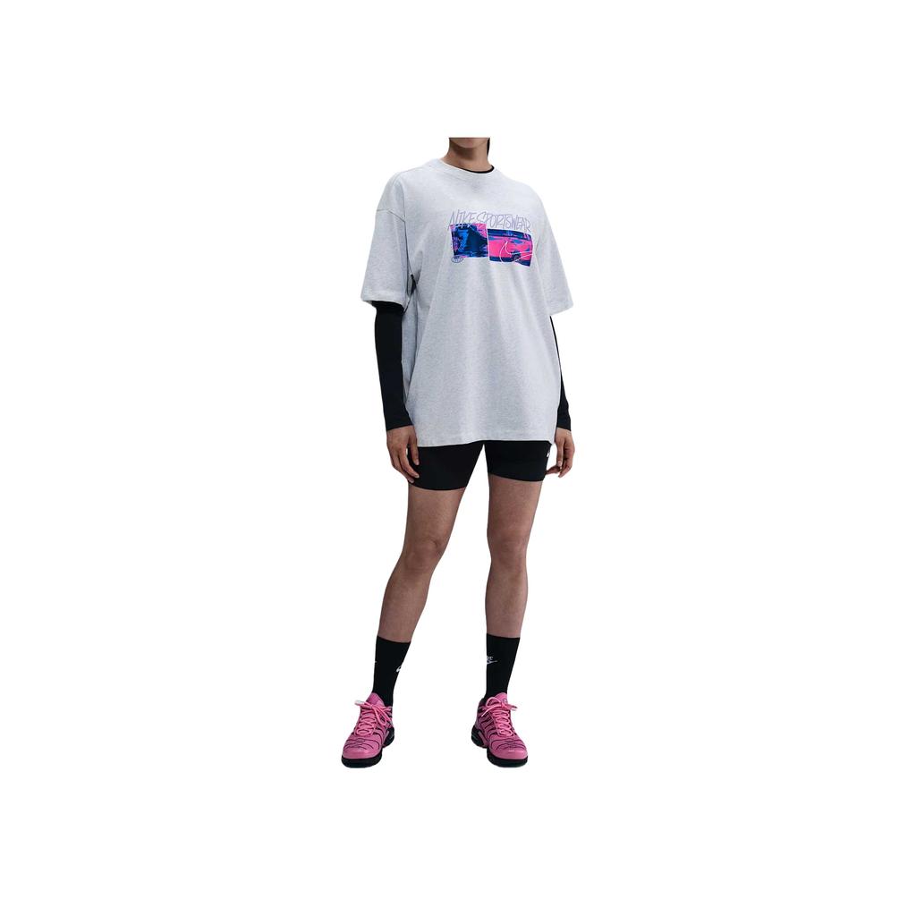 Nike Sportkleding Comfortabel Mode Veelzijdig Casual T-shirt met Korte Mouwen Regular Top Dames Wit Paars IB7565-051