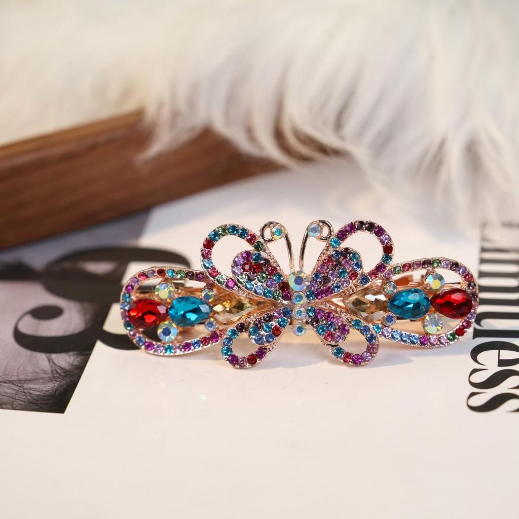 Große Schmetterling Kristall Haarspange im koreanischen Stil für Frauen - Elegantes Strass Kopfschmuck-Accessoire
