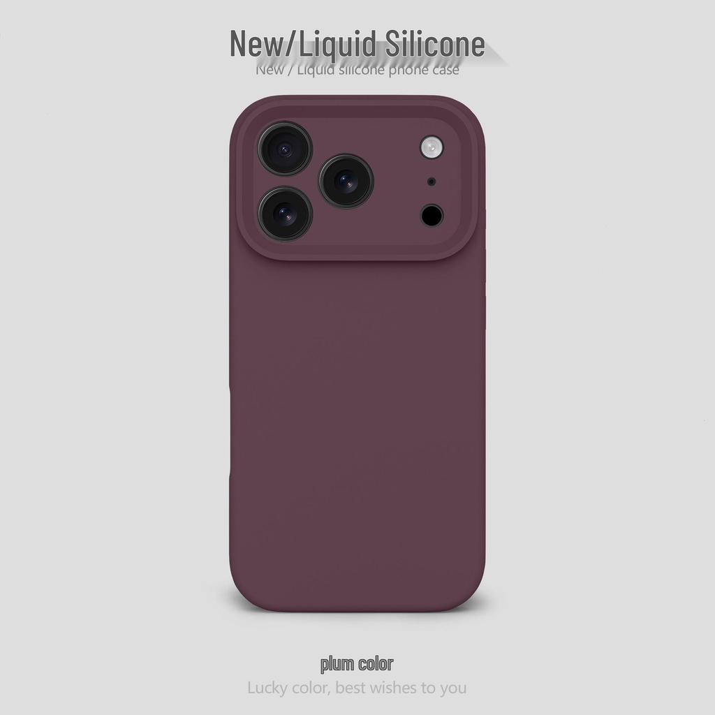 Liquid Silicone Airbag Drop-Proof Phone Case for Apple 17Promax - Solid Color, Fine Hole Design for Women