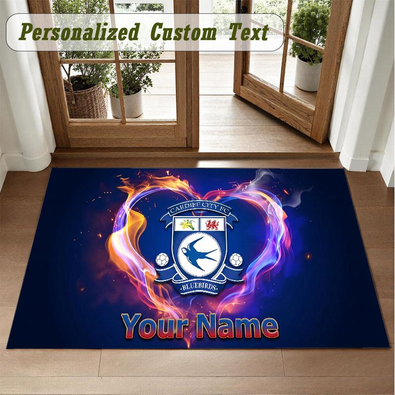 Crystal Velvet Square Rug Custom NameCardiff City Pattern Non Slip Home Floor Decor Rug