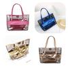 Stylish Pvc Transparent Jelly Beach Bag Waterproof Shoulder Bag In Rose Red Blue Gold Brown