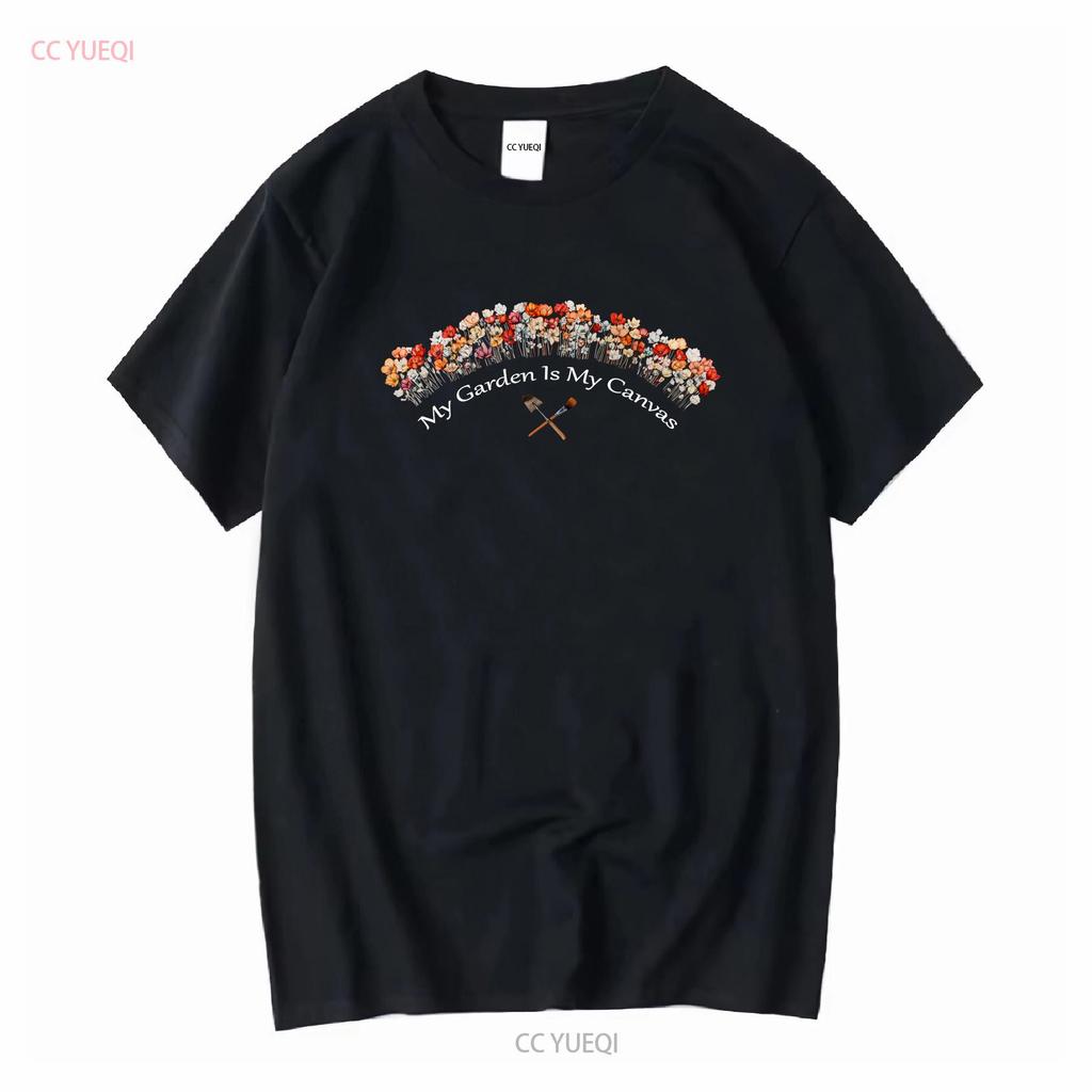 Mein Garten ist Leinwand Gärtner T-Shirt Gartenarbeit Pflanzenliebhaber Für Frauen Idee Botanisch Lang- oder Kurzarm Vintage Gewaschen
