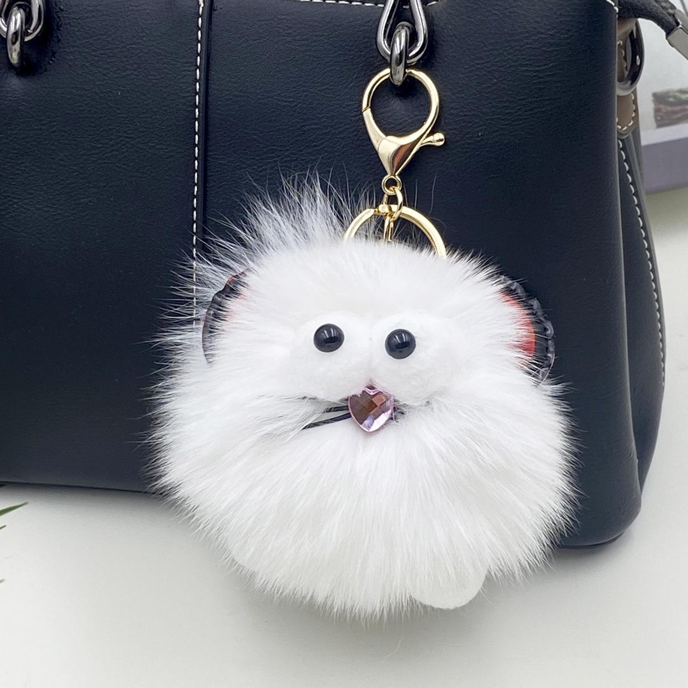 1 шт. новый пушистый помпон мяч сумка автомобиль кулон брелок для ключей милый подарок — фото 14