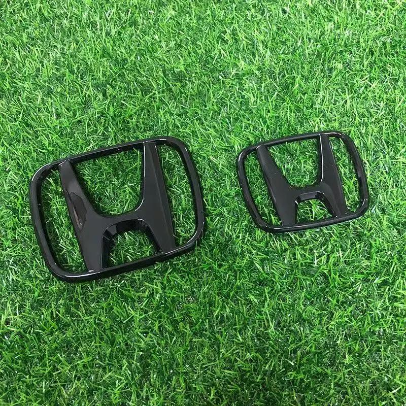 

1Pcs For Honda H Civic Black Silver badge Suitable Odyssey Spirit City Jade Car Design Front Grille Luggage Compartment Sticker 53mm