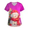 Ladies' Christmas Printed Fashionable V-neck Pocket Short Sleeved  Uniform And Caregiver Top