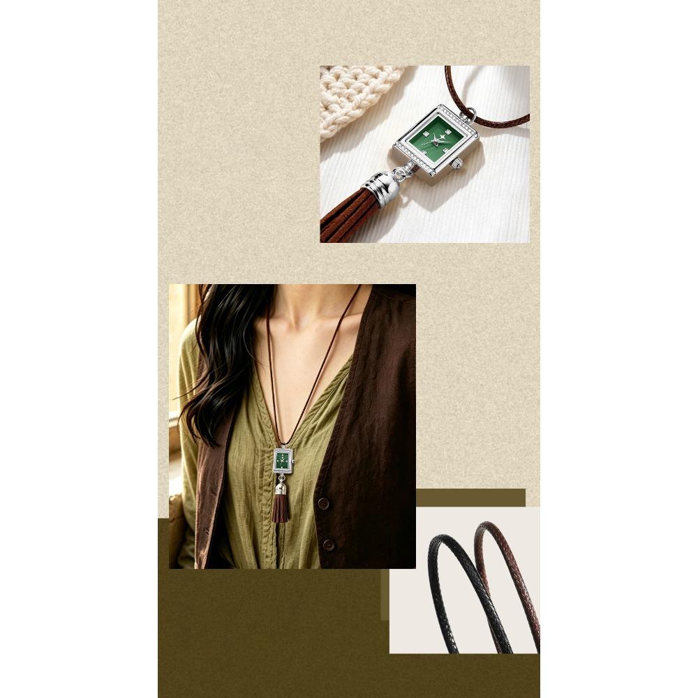 Damen Taschenuhr Französisch Elegantes Quasten-Anhänger-Halskette Für Sie Damen Geburtstagsgeschenk Quarzwerk Retro Mode Schmuck