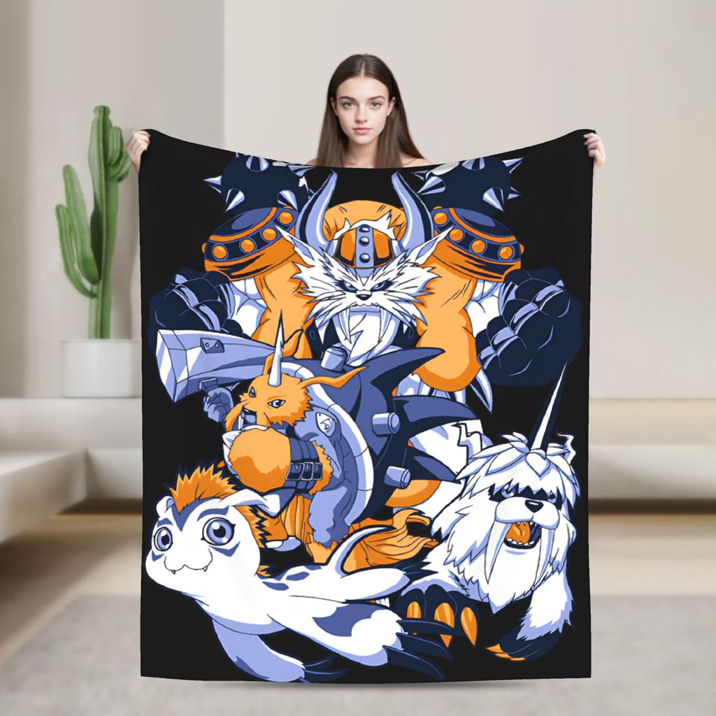 Digimon Virtual Pet Blanket Flannel Decoration Multifunction Super Soft Throw Blankets for Bed Outdoor Rug Piece