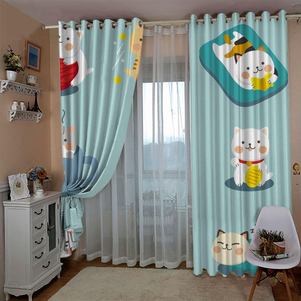 High-Density Blackout Curtains Cartoon Cat Animal Claws Series Digital Printing Blackout Curtains
