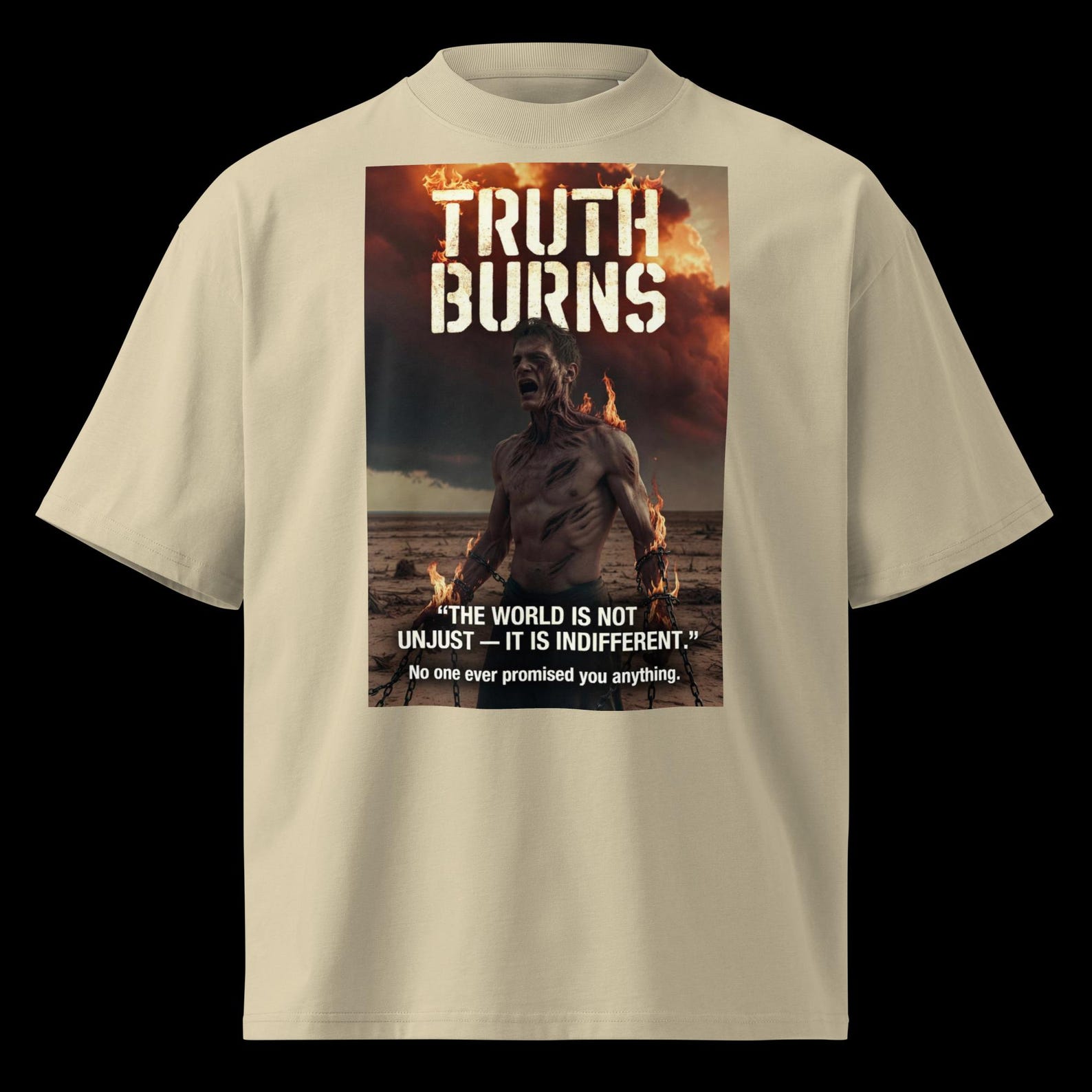 Dark Streetwear Shirt Philosophical Graphic Tee Oversized Aesthetic Tshirt Edgy Clothing Grunge Top Truth Burns Raw Human SATU020 XL
