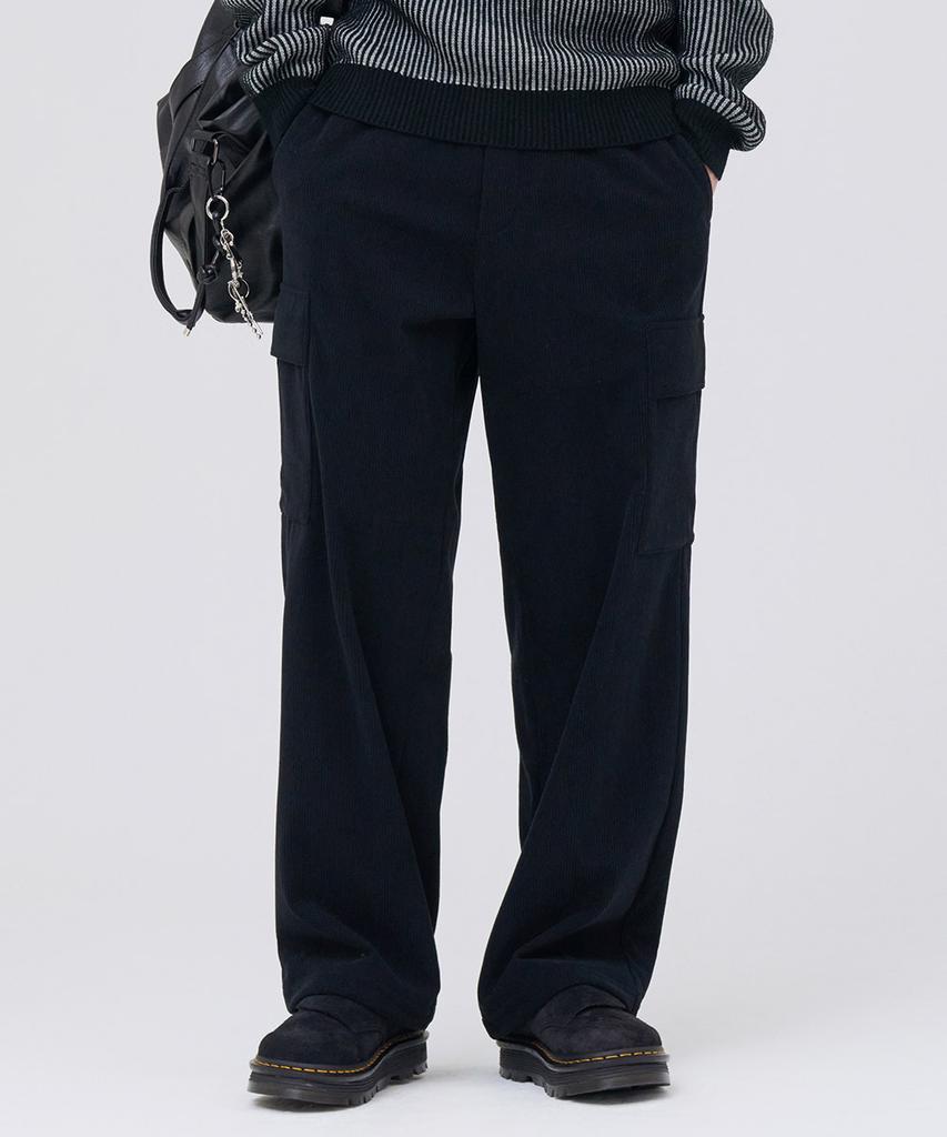 CHASECULT Men'S Corduroy Wide Cargo Pants - Black