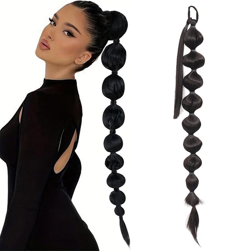 Lampion Bąbel Kucyk Peruka 30 cali Damska Długi Warkocz Kucyk Peruka Syntetyczna Do Noszenia Naturalna Halloween Impreza Role-Playing Użytek