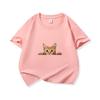 Kids Cotton T Shirt Playful Peeking Orange Tabby Cat Graphic Crew Neck Short Sleeve Tee Casual Breathable Boys Girls Summer Tops