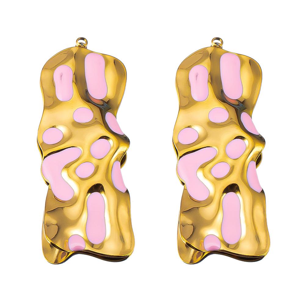 5pcs 2pcs Stainless Steel Wrinkle Rectangle Vintage Enamel Colorful Charm Pendants DIY Earrings Necklace Jewelry Making Supplies