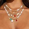 N11100 Bohemian Colored Gravel Starfish Necklace Niche Irregular Pearl Beaded Clavicle Chain