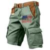 Men's independent day print outdoor casual patchwork pocket work pants sports shorts