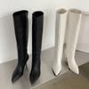 Design Pointed Toe Women Knee-High Boots Designer Party Dress Street Long Booties Thin Low Heels Shoes